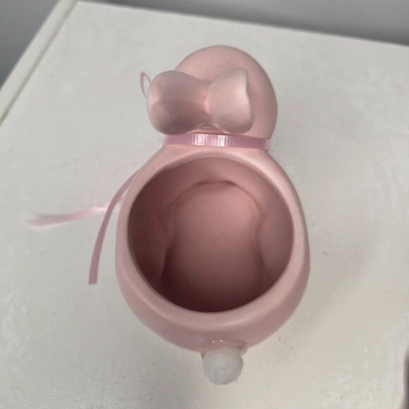 Pink Ceramic Bunny Planter Puffy Tail - Picture 5 of 6
